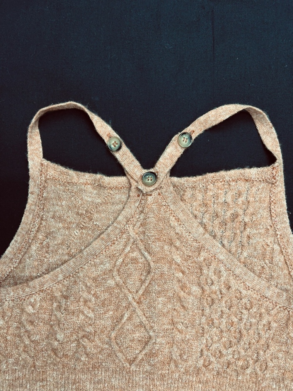 Free People NEW Cable Knit Crop Tank Top in Camel - Picture 2 of 7